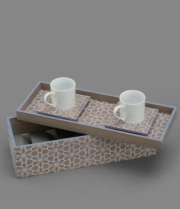 TURKISH COFFEE SET OF 2 - WHITE FLOWERS 