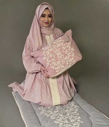 SCARF PRAYER   SET - PINK & GRAY