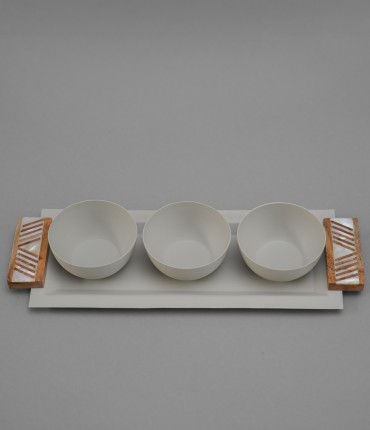 TRAY WITH 3 BOWLS - GRAY 